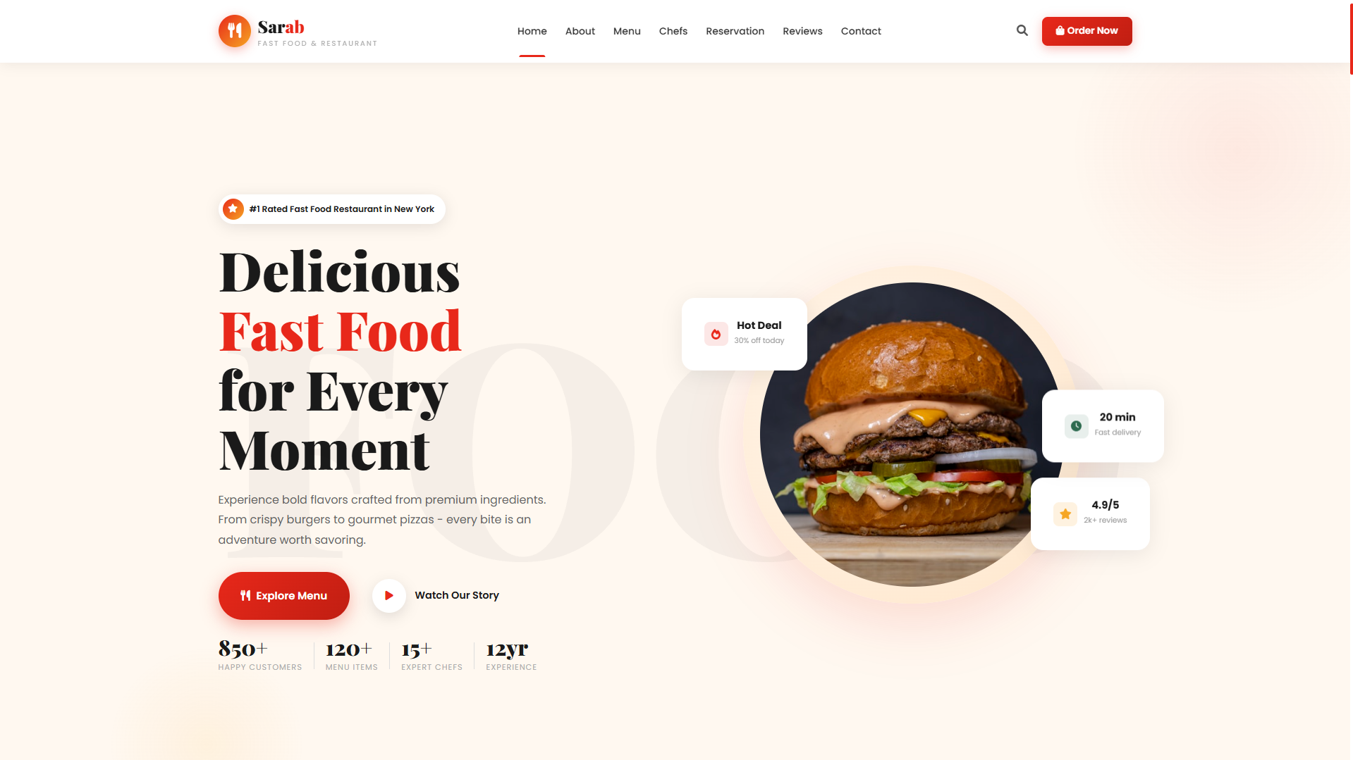 Sarab – Plantilla Web para Restaurantes y Fast Food